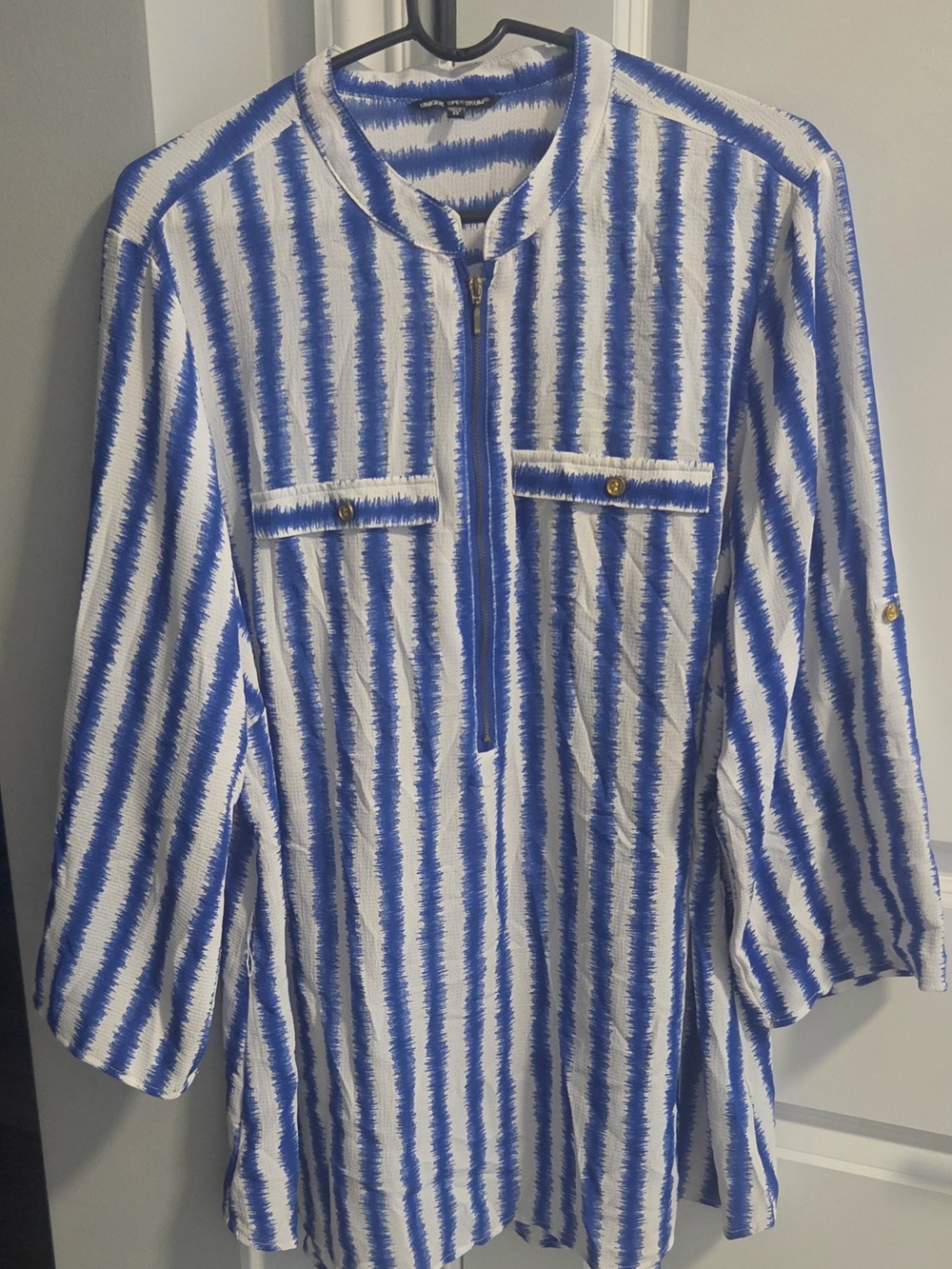 Unique Spectrum Blue and White Striped Pullover Tunic